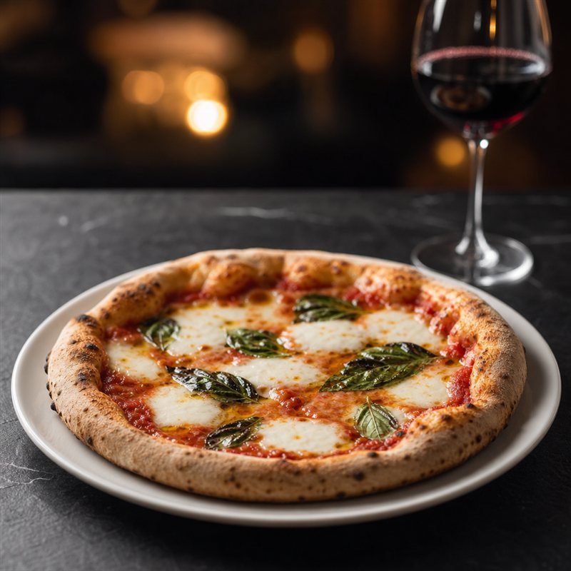 Pizza Margarita con albahaca fresca