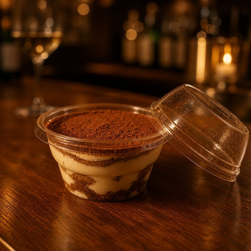 Tiramisú clásico italiano con cacao